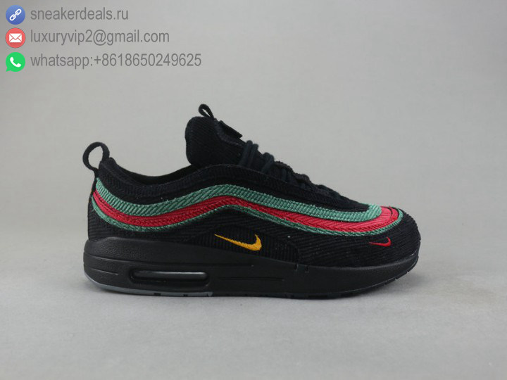 NIKE AIR MAX 1/97 VF SW BLACK RED CORDUROY UNISEX RUNNING SHOES